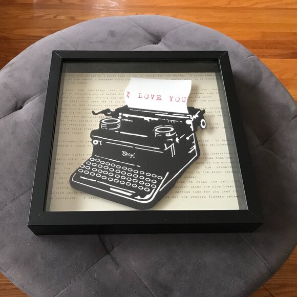 I Love You Shadow Box Wall Art Typewriter Retired IKEA Design - Picture 1 of 9